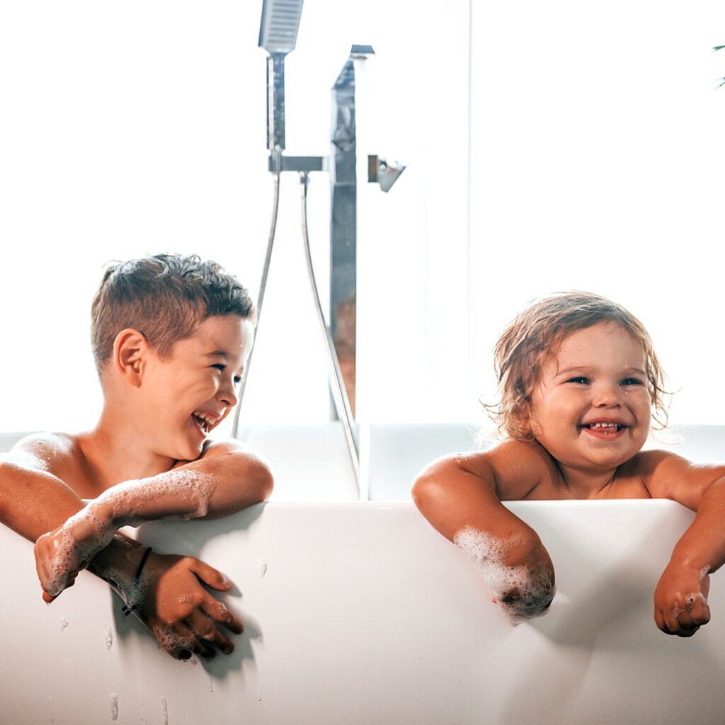 Kids Happy in bathtub